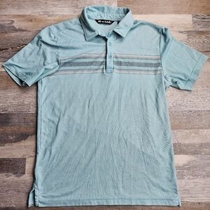 Travis Mathew Men's Small Golf Polo Light Blue with Stripes